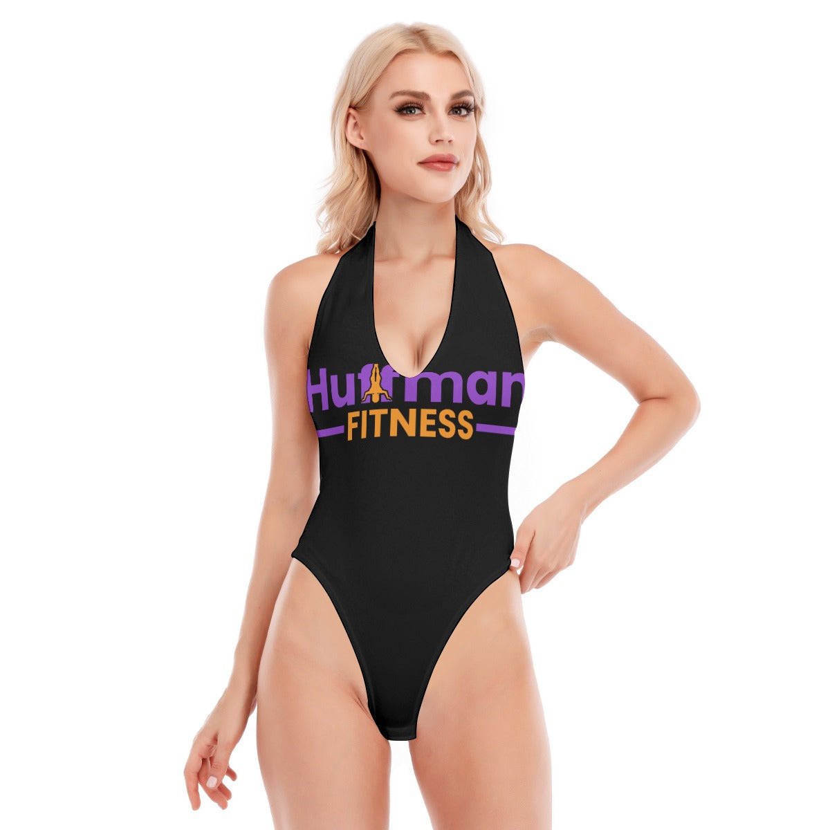 Huffman Fitness Women's Backless V-neck Skinny Bodysuit