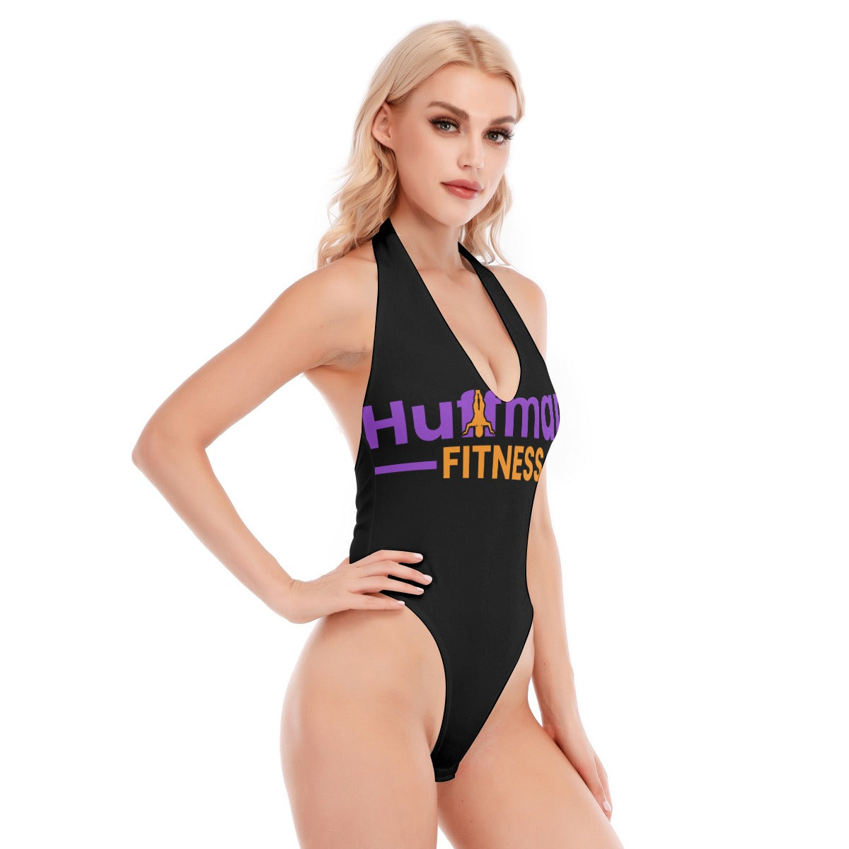 Huffman Fitness Women's Backless V-neck Skinny Bodysuit